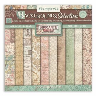 Stamperia, 8x8 Paper Set: Backgrounds Selection Brocante Antiques