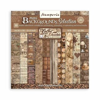 Stamperia, 12x12 Paper Set: Backgrounds Selection Coffee and Chocolate