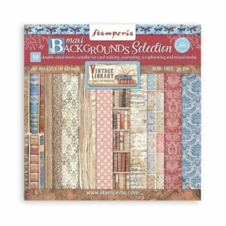 Stamperia, 12x12 Paper Set: Backgrounds Selection Vintage Library