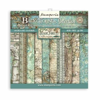 Stamperia, 8x8 Paper Set: Backgrounds Selection Magic Forest
