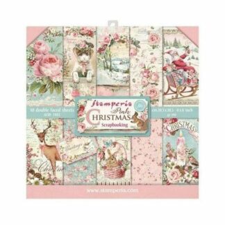 Stamperia, 8x8 Paper Set: Pink Christmas