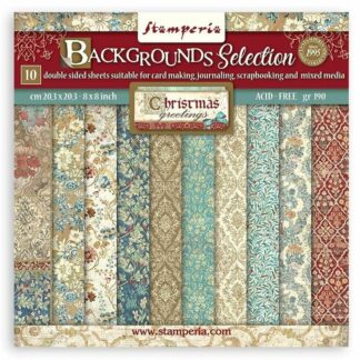 Stamperia, 8x8 Paper Set: Backgrounds Selection Christmas Greetings