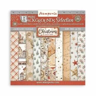 Stamperia, Gear up for Christmas, 8x8 Paper Pack, Maxi Backgrounds Selection