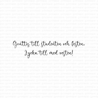 Grattis till studenten och festen, lycka till med resten!