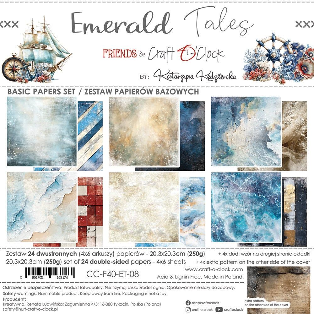 Craft O' Clock, 8x8" Basic Paper Set: Emerald Tales