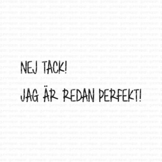 Nej tack! Jag är redan perfekt!