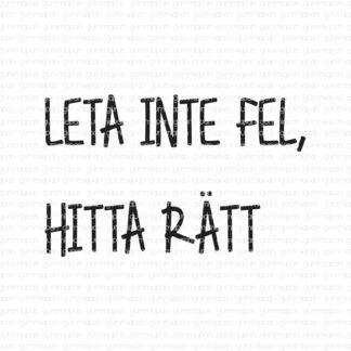 Leta inte fel, hitta rätt