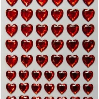 Adhesive gems red hearts