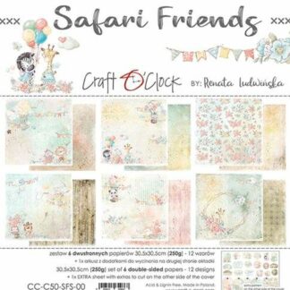 Craft O' Clock, 12x12" Paper Set: Safari Friends