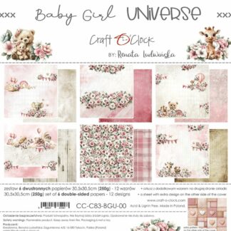 Craft O' Clock, 12x12 Paper Set: Baby Girl Universe