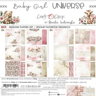 Craft O' Clock, 8x8 Paper Set: Baby Girl Universe