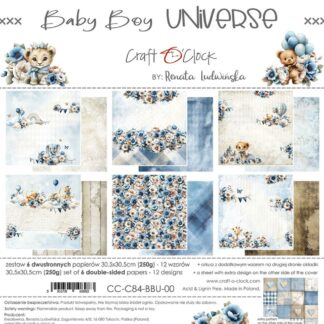 Craft O' Clock, 12x12 Paper Set: Baby Boy Universe