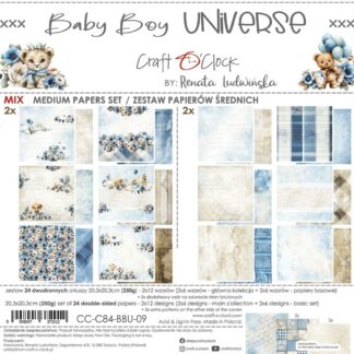 Craft O' Clock, 8x8 Paper Set: Baby Boy Universe