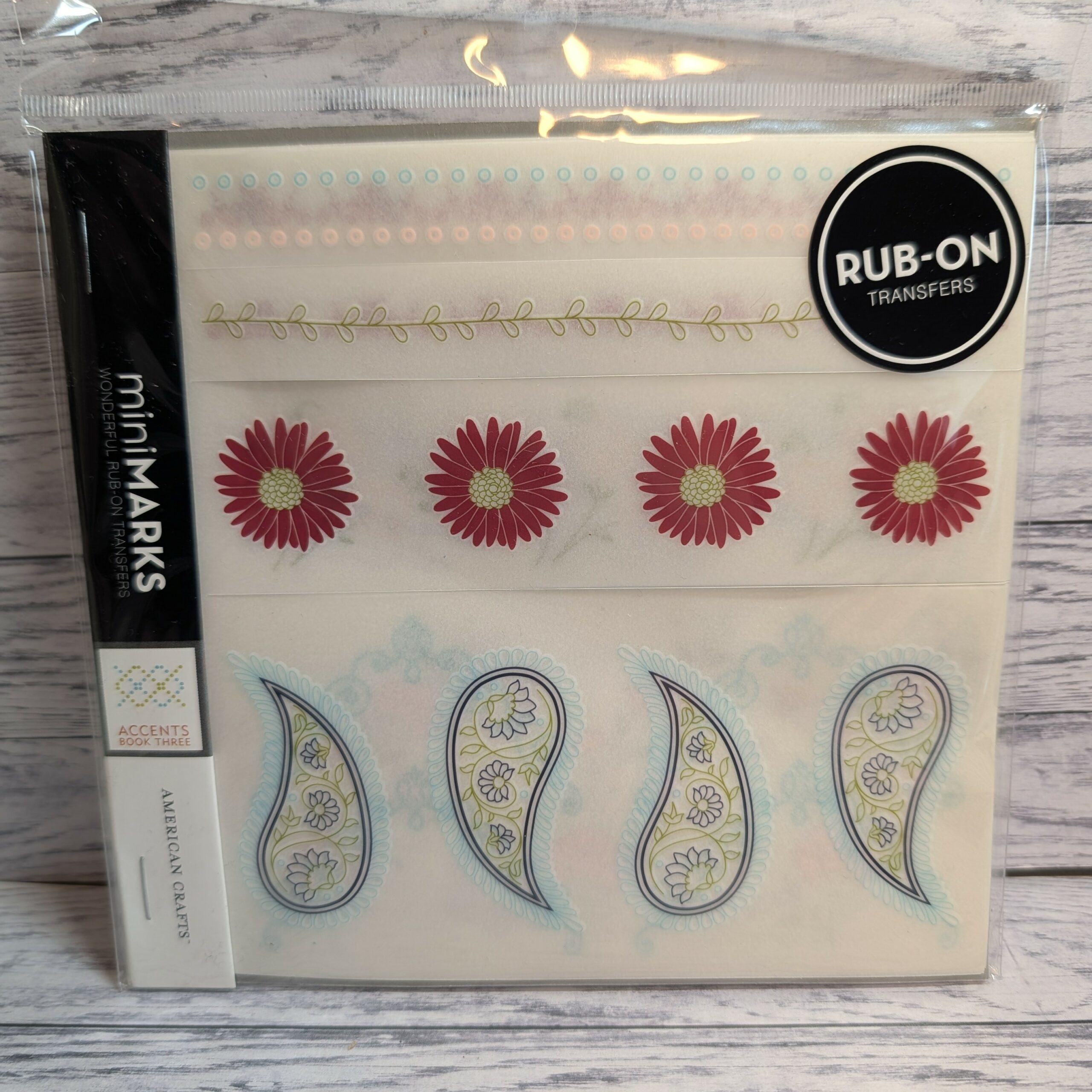 Rub Ons Retro, Flourishes, Red/Blue