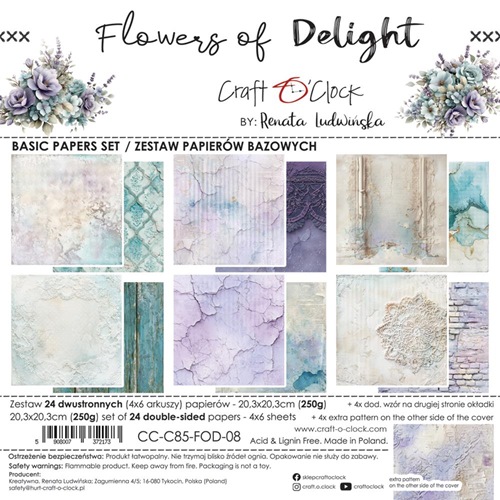 Craft O’ Clock, 8x8 Paper Set: Flowers Of Delight
