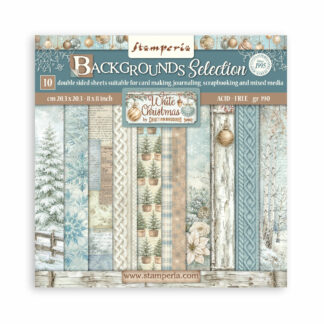 Stamperia, 8x8 Paper Set Backgrounds: White Christmas