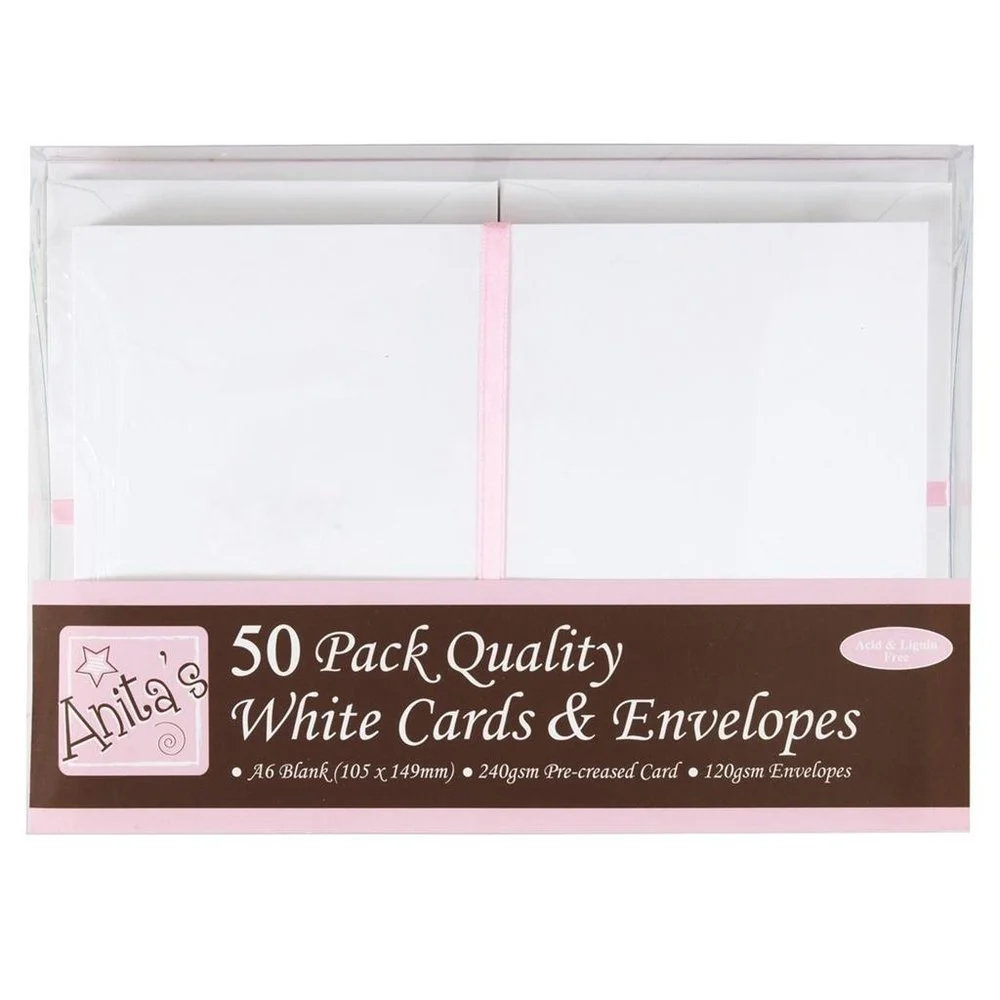White Cards and Envelopes 10,5 x 14,8 cm, 50-pack
