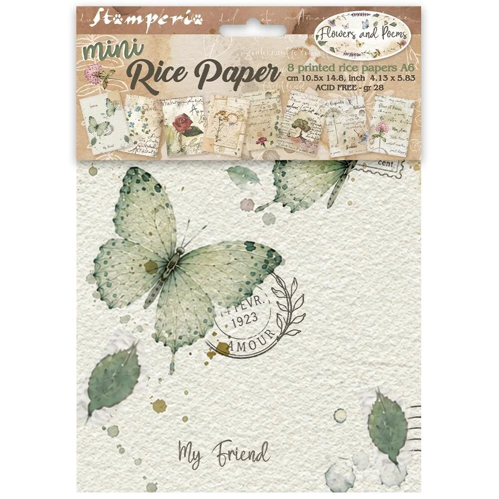 Stamperia, A6 Rice Paper: Flowers and Poems