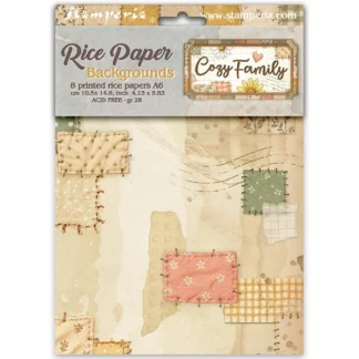 Stamperia, A6 Rice Paper Backgrounds: Cozy Family