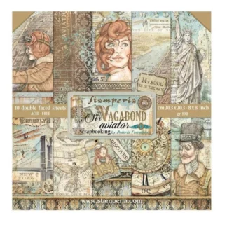 Stamperia, 8x8 Paper Set: Sir Vagabond Aviator