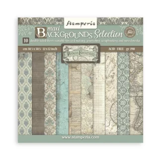 Stamperia, 12x12, Paper Set Backgrounds: Voyages Fantastiques
