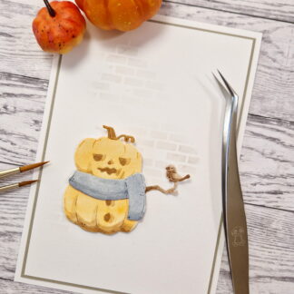Pumpkin snowman with crow